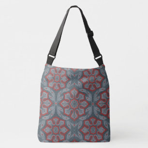 "Bloemen en lauweren", arabesque patroon, grijs, r Crossbody Tas