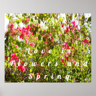 Bloemen en lente roze bloemen bladeren takken poster