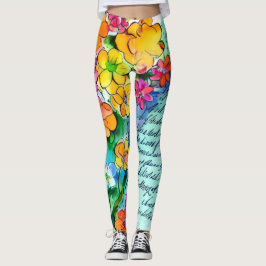 Bloemen en Letters Leggings