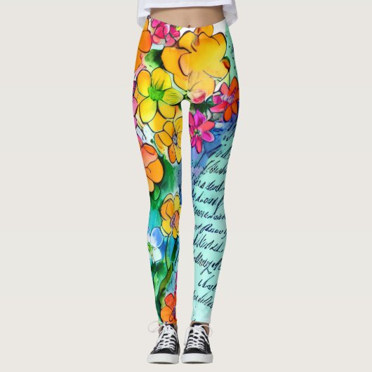 Bloemen en Letters Leggings (Voorkant)