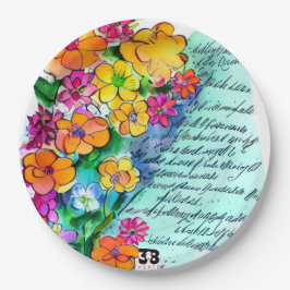 Bloemen en Letters Papieren Bordje