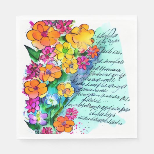Bloemen en Letters Servet (Voorkant)