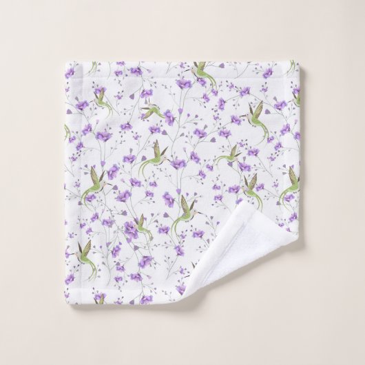 Bloemen en levende vogels bad handdoek (Wasdoekje)