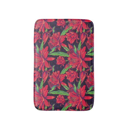 Bloemen en levende vogels badmat (Voorkant Verticaal)