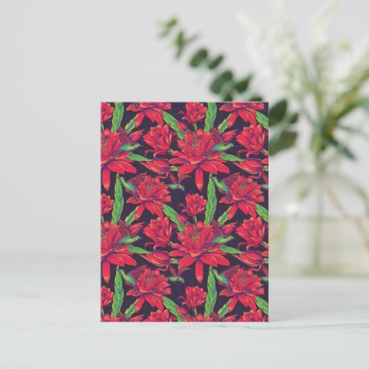 Bloemen en levende vogels briefkaart (Staand voorkant)