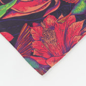 Bloemen en levende vogels fleece deken (Hoek)