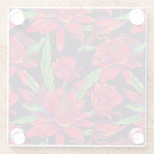 Bloemen en levende vogels glazen onderzetter (Achterkant)