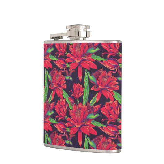 Bloemen en levende vogels heupfles (Links)