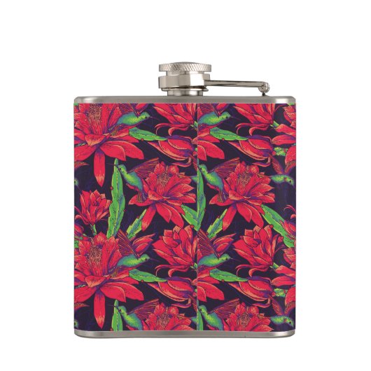 Bloemen en levende vogels heupfles (Achterkant)