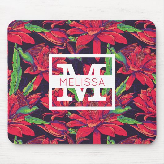 Bloemen en levende vogels | Jouw namen toevoegen Muismat (Voorkant)