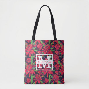Bloemen en levende vogels Jouw namen toevoegen Tote Bag