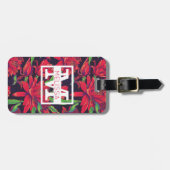Bloemen en levende vogels | Monogram Bagagelabel (Voorkant horizontaal)