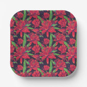 Bloemen en levende vogels papieren bordje (Voorkant)