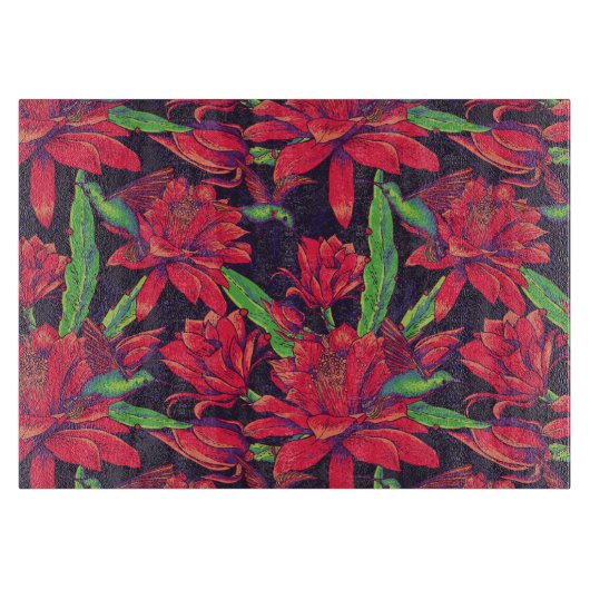 Bloemen en levende vogels snijplank (Voorkant)