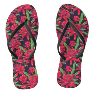 Bloemen en levende vogels teenslippers