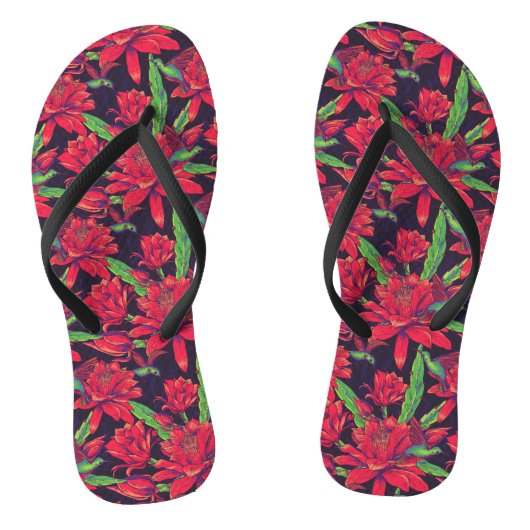 Bloemen en levende vogels teenslippers (Voetbed)