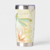 Bloemen en libel gepersonaliseerd geïsoleerde drinkbeker (Voorkant)