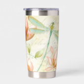 Bloemen en libel gepersonaliseerd geïsoleerde drinkbeker (Rechts)
