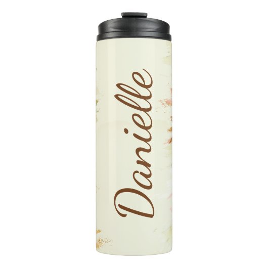 Bloemen en libel gepersonaliseerd thermosbeker (Voorkant)