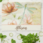 Bloemen en libellen gepersonaliseerde handdoek (Gevouwen)