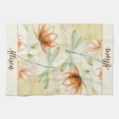 Bloemen en libellen gepersonaliseerde handdoek (Horizontaal)