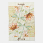 Bloemen en libellen gepersonaliseerde handdoek (Verticaal)