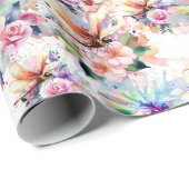 Bloemen en libellen inpakpapier (Rol Hoek)