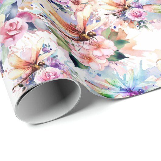 Bloemen en libellen inpakpapier (Rol Hoek)