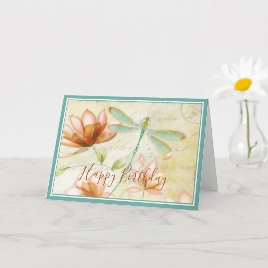 Bloemen en libellen kaart (Kleine Plant)