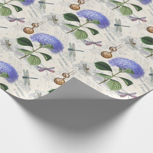 Bloemen en libellen  land cadeaupapier (Hoek)