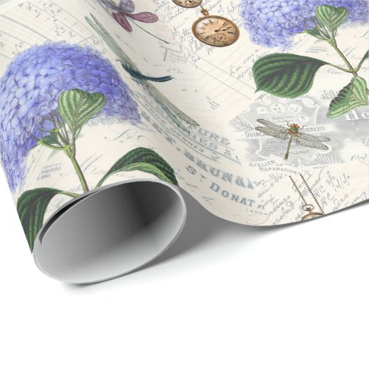 Bloemen en libellen  land cadeaupapier (Rol Hoek)