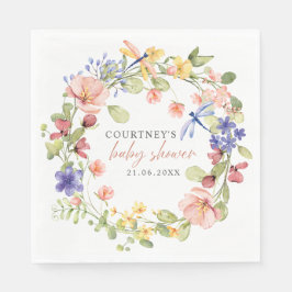 Bloemen en libellen, Romantisch Baby shower Servet