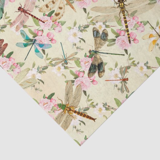 Bloemen en libellen tissuepapier (Detail)