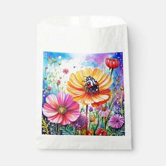 Bloemen en lieveheersbeestjes bedankzakje (Voorkant)