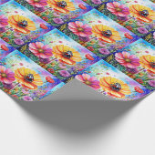 Bloemen en lieveheersbeestjes cadeaupapier (Hoek)