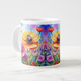Bloemen en lieveheersbeestjes grote koffiekop