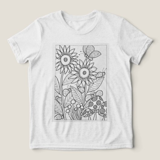 Bloemen en lieveheersbeestjes Tri-Blend shirt (Design voorkant)