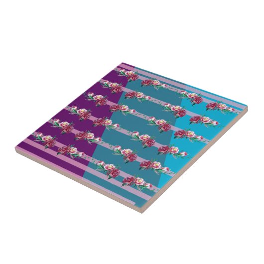 Bloemen en lijnen keramische foto Tegel Tegeltje (Zijkant)