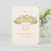 Bloemen en lint bruidsmeisje aanvraag Kaart (Staand voorkant)
