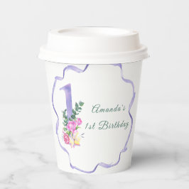 Bloemen en lint Eerste verjaardag Papieren Bekers