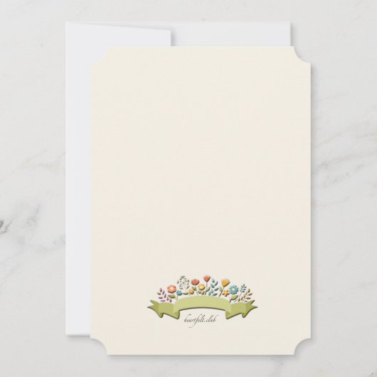 Bloemen en lint kaart (Achterkant)