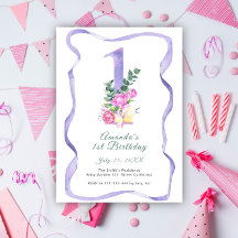 Bloemen en lint nummer 1e verjaardagsfeestje