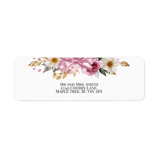 Bloemen- en lint retouradreslabels etiket (Voorkant)