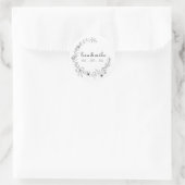 Bloemen- en lintenkrans bruiloft ronde sticker (Tas)