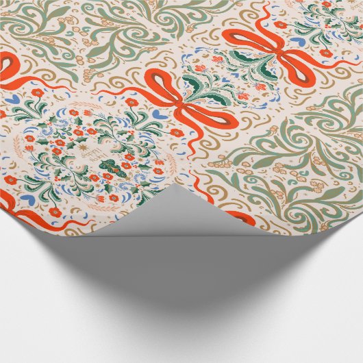  Bloemen- en Lintpatroon met Elegante Orn Cadeaupapier (Hoek)