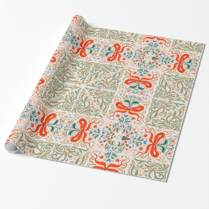 Bloemen- en Lintpatroon met Elegante Orn Cadeaupapier