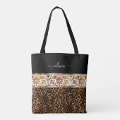 Bloemen- en luipaardprint tote bag (Achterkant)
