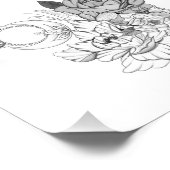 Bloemen en maan foto afdruk (Hoek)