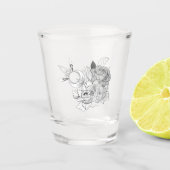 Bloemen en maan shot glas (Voorkant)