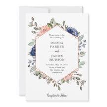 Bloemen en marine geometrisch | Bruiloft